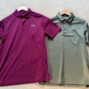 Bundle of Two Under Armour Men's Polo Shirts - Maroon and Green